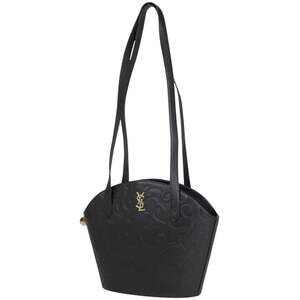 Yves Saint Laurent logo tote bag, shoulder YSL leather black, women's
